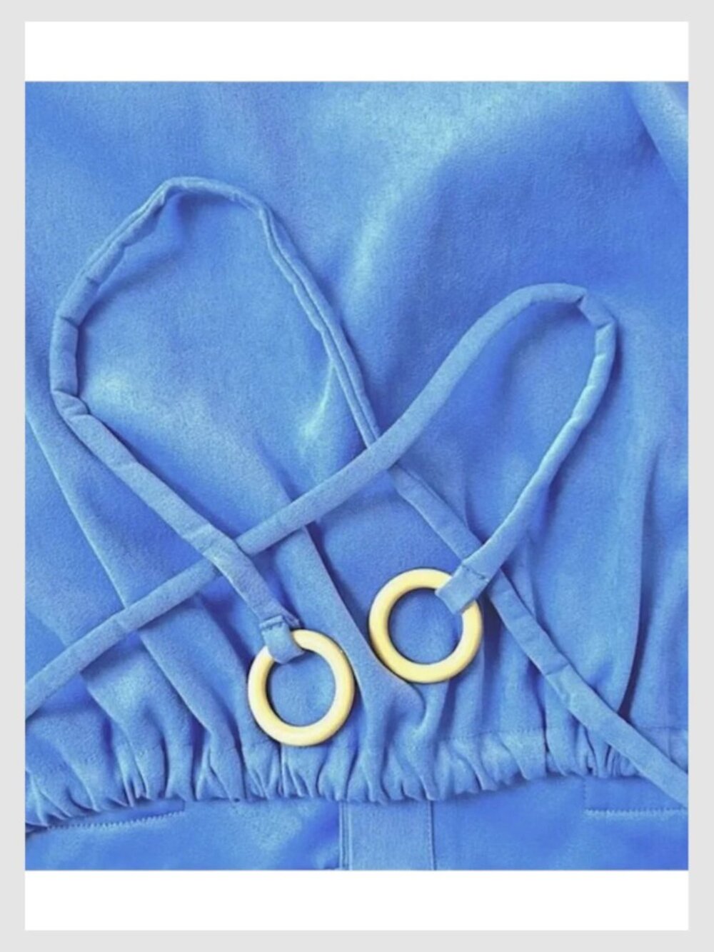 Maryallé Button Front Crop Top Cobalt Blue Cotton XS–M - Picture 6 of 10